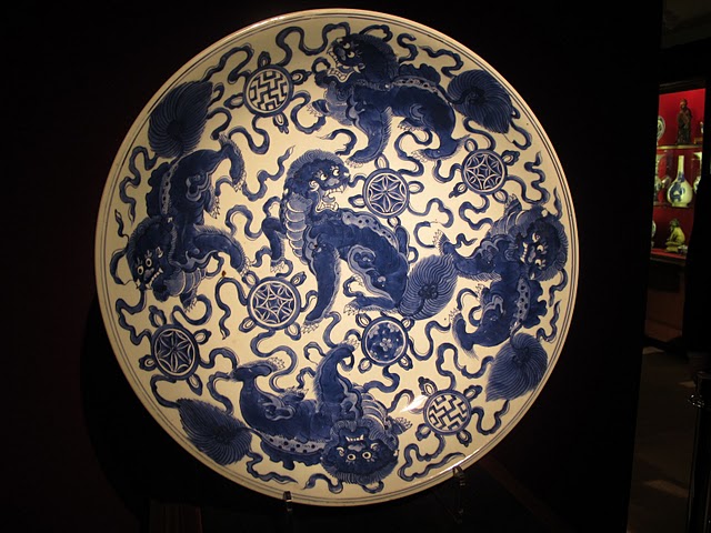 Rare Large Blue and White Porcelain Plate